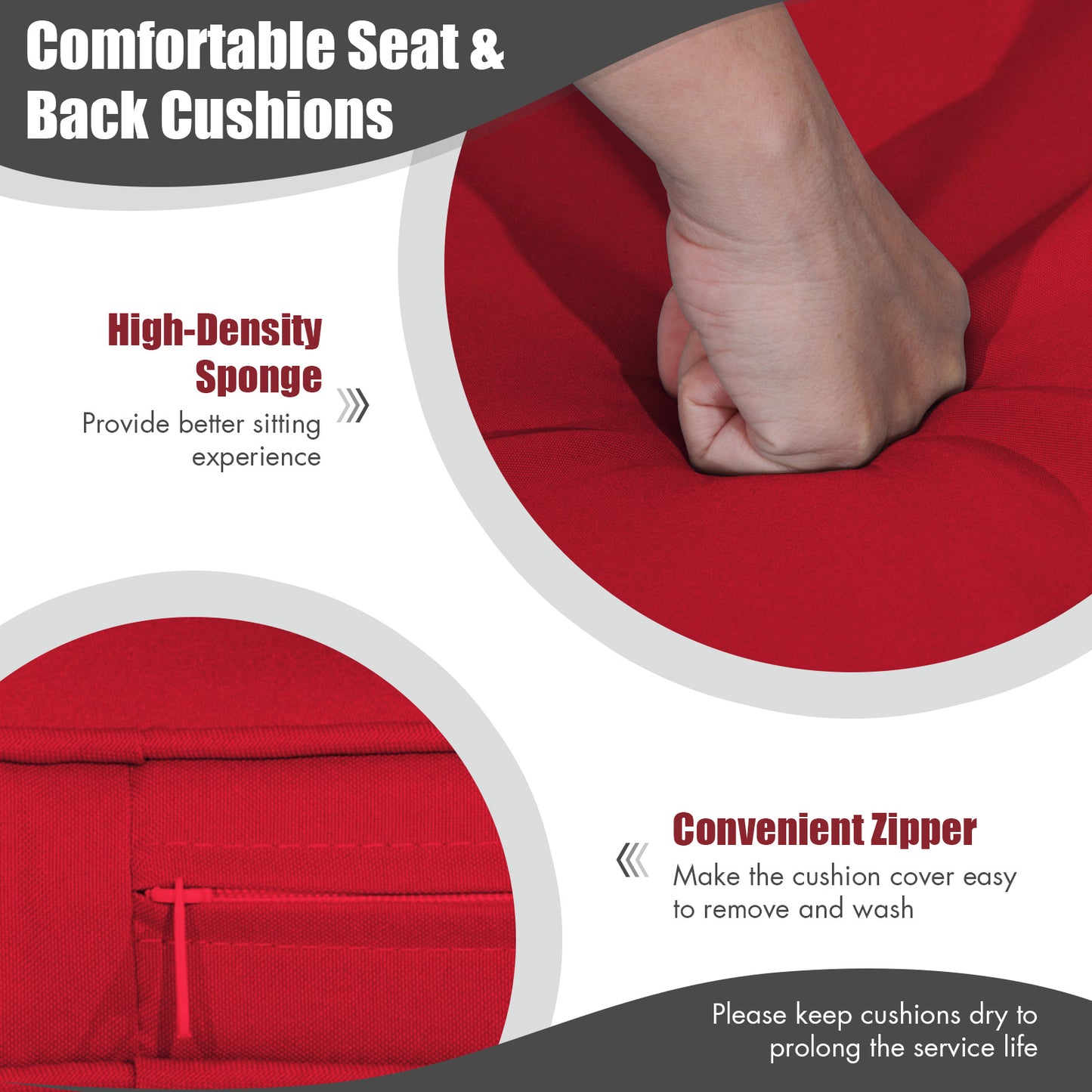 2-Person Patio Swing Chair, PE Wicker, 800 Pounds, Red Porch Swings at Gallery Canada