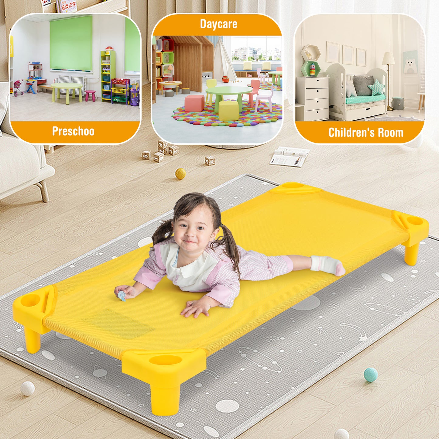 Kids Stackable Naptime Cot, Pack of 4, Multicolor Toddler Beds at Gallery Canada