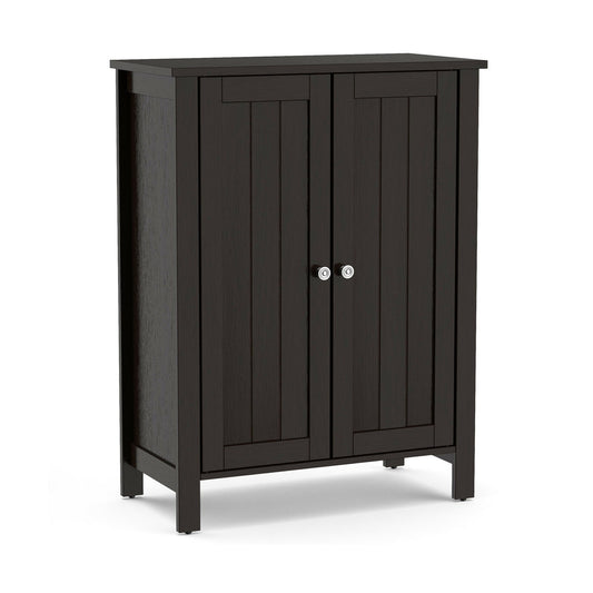 2-Door Bathroom Floor Storage Cabinet Space Saver Organizer, Brown