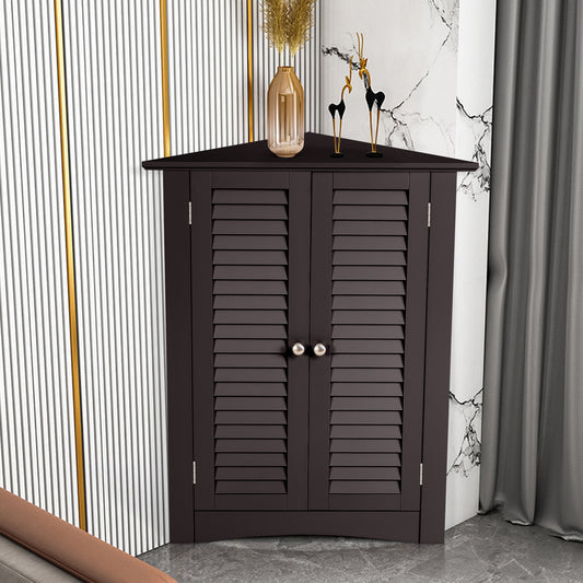Corner Storage Cabinet, Freestanding Floor, Shutter Door, Brown Floor Cabinets Brown at Gallery Canada