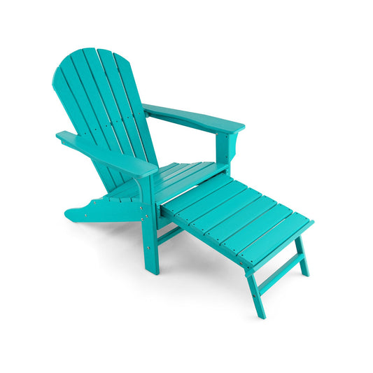 Patio HDPE Adirondack Chair with Retractable Ottoman, Turquoise at Gallery Canada