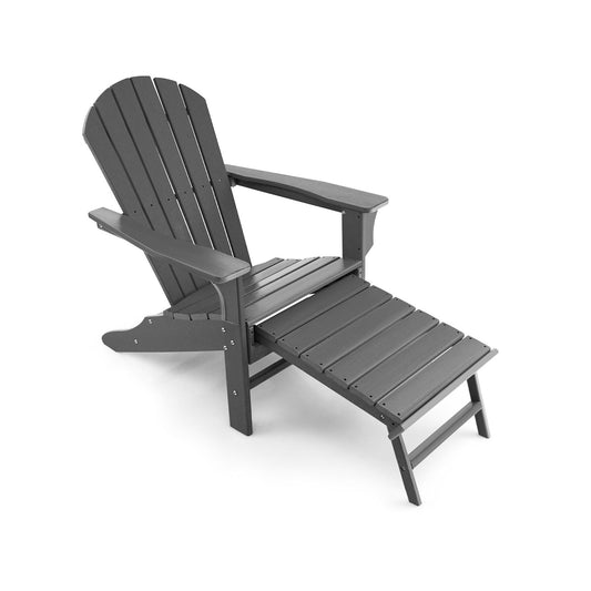 Patio HDPE Adirondack Chair with Retractable Ottoman, Gray at Gallery Canada