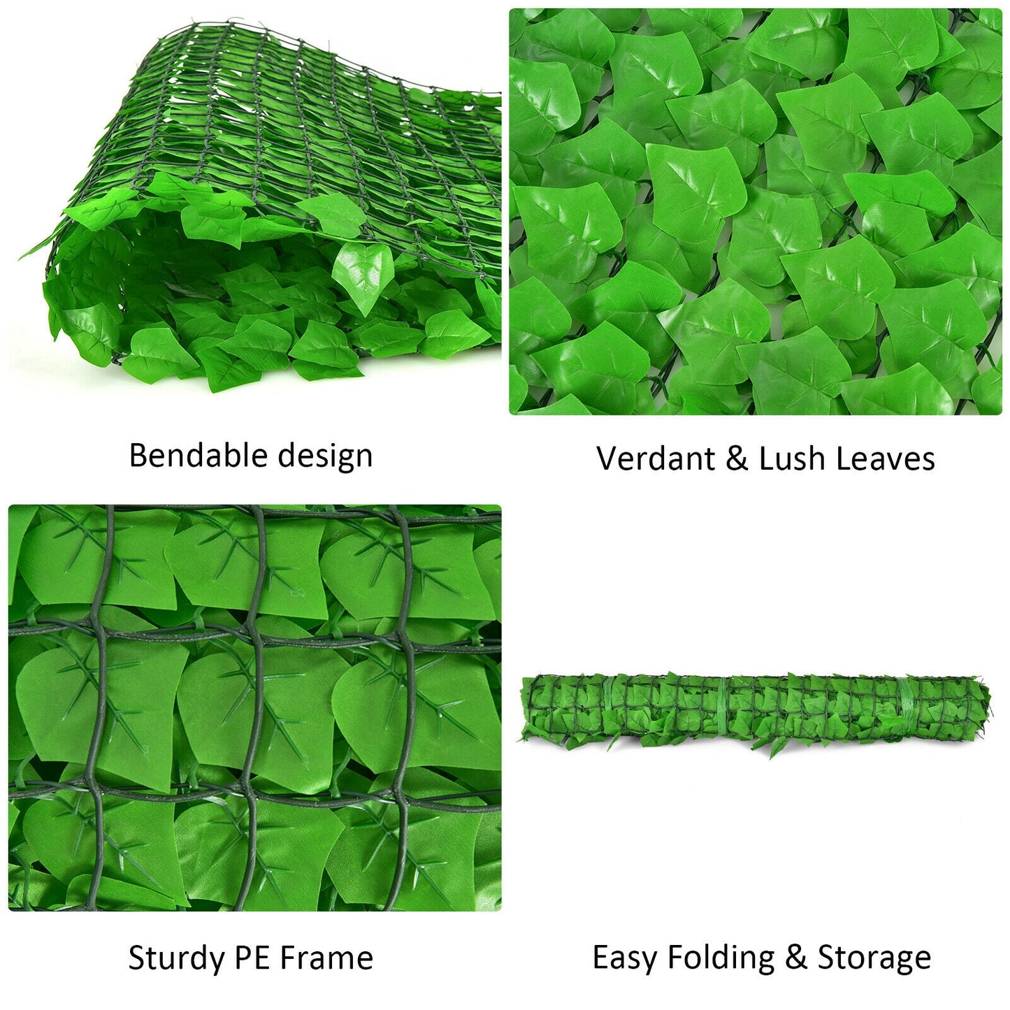 4 Pieces 118 x 39 Inch Artificial Ivy Privacy Fence, Light Green Decorative Fencing & Flooring at Gallery Canada