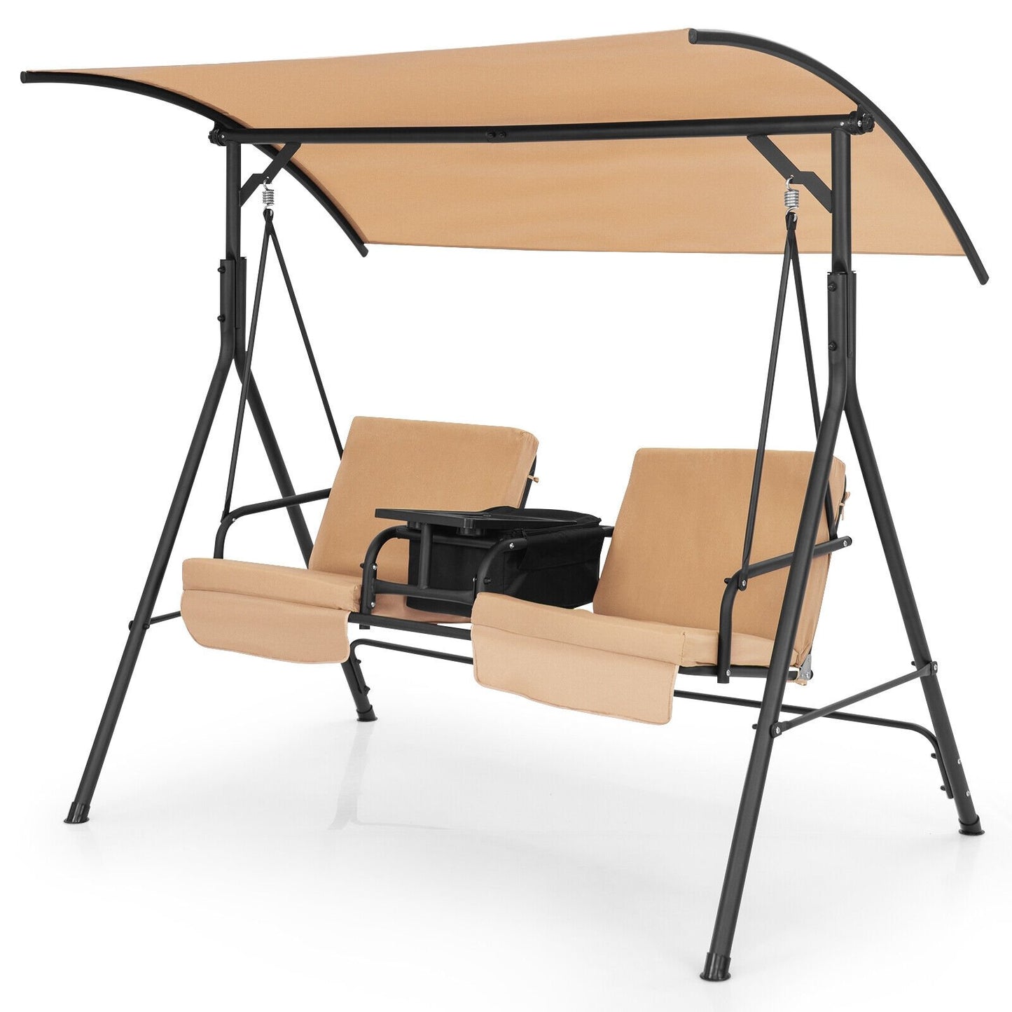 Porch Swing Chair with Adjustable Canopy, Beige at Gallery Canada