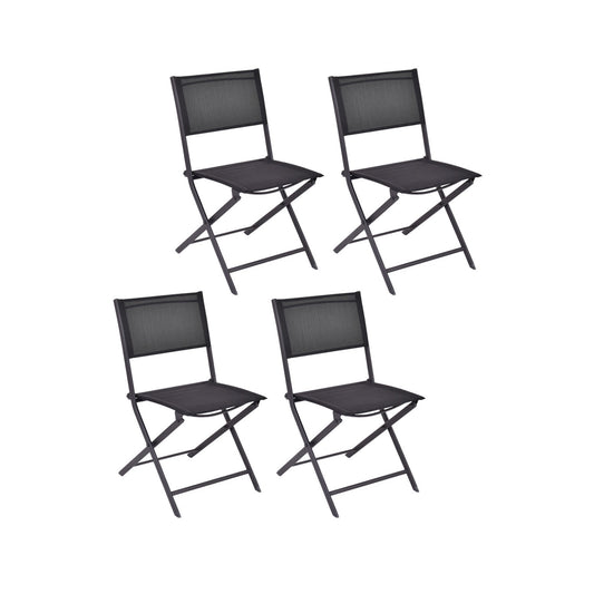 Ensemble de 4 chaises pliantes pour patio extérieur, noir