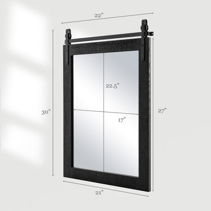 30 x 22 Inch Wall Mount Mirror with Wood Frame, Black at Gallery Canada