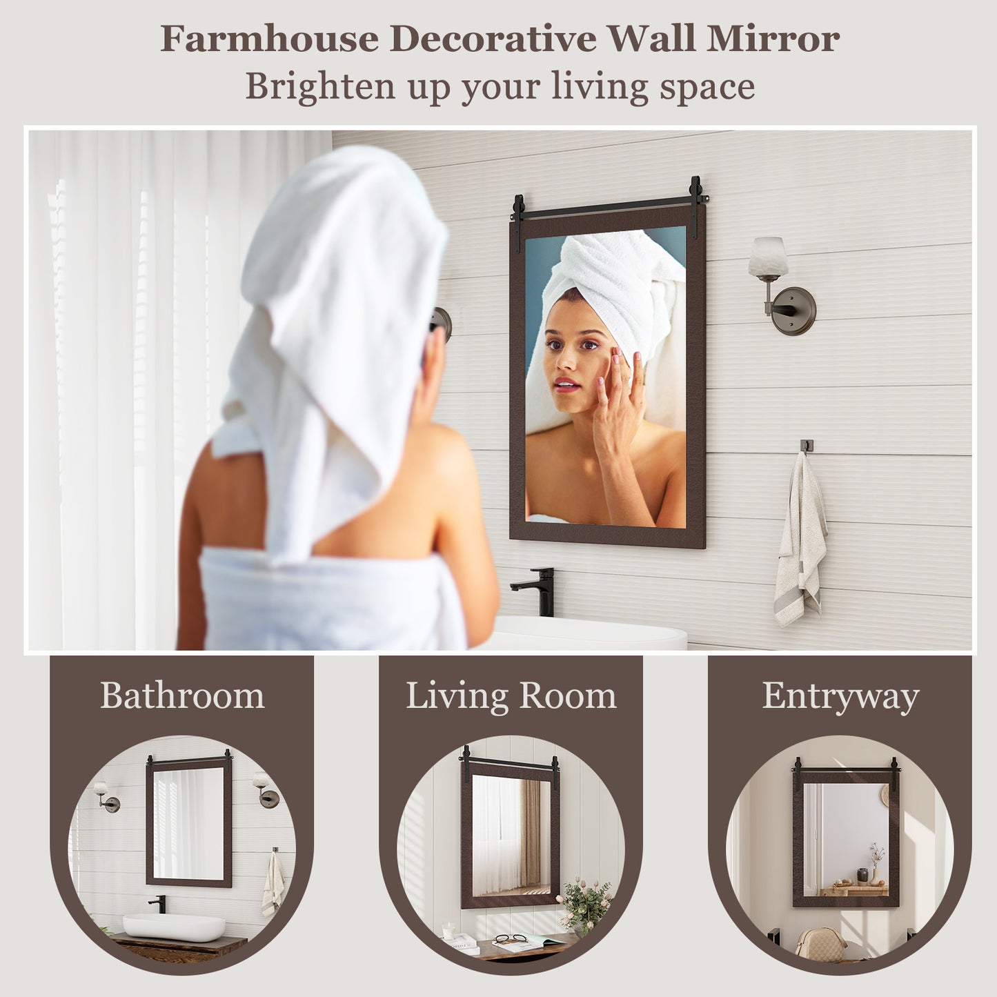 30 x 22 Inch Wall Mirror, Wood Frame, Walnut Wall Mirrors at Gallery Canada