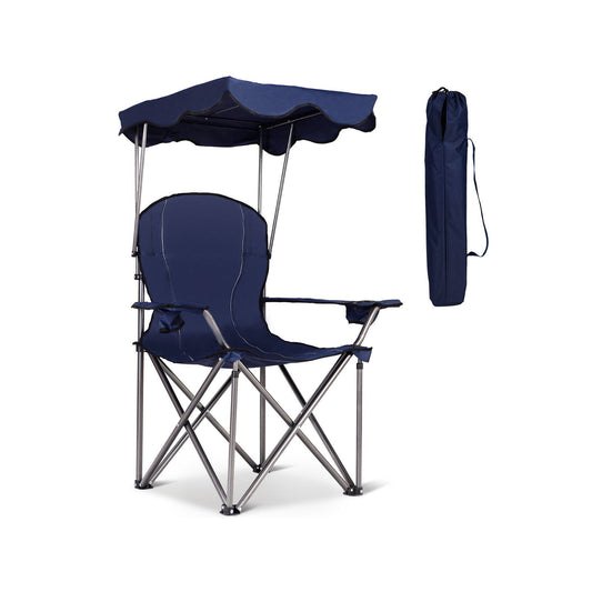 Portable Folding Beach Canopy Chair with Cup Holders, Blue at Gallery Canada