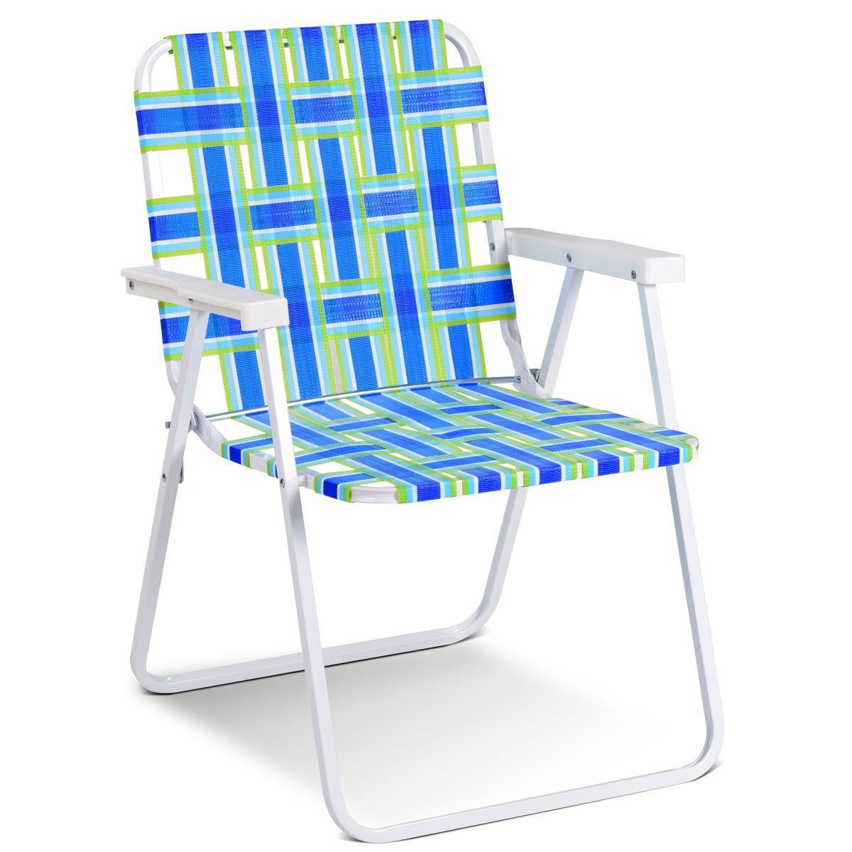6 Pieces Folding Beach Chair Camping Lawn Webbing Chair, Blue