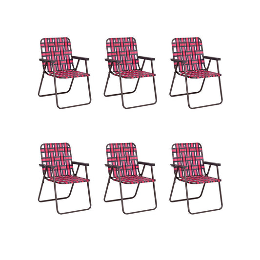 6 Pieces Folding Beach Chair Camping Lawn Webbing Chair, Red at Gallery Canada