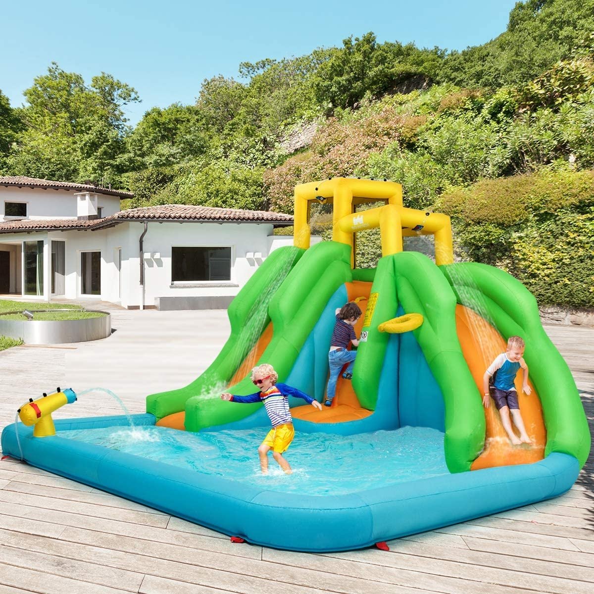Inflatable Water Park Bounce House with Climbing Wall at Gallery Canada