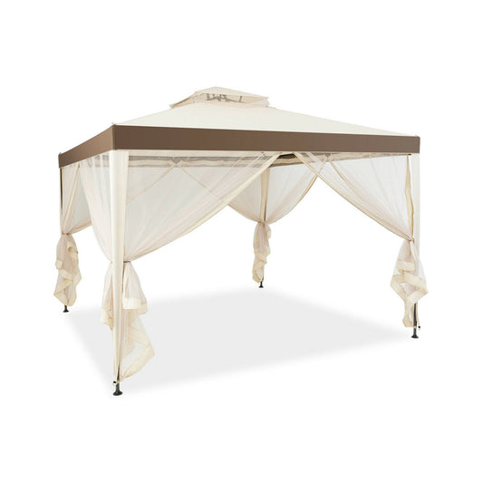 Canopy Gazebo Tent Shelter Garden Lawn Patio with Mosquito Netting, Beige
