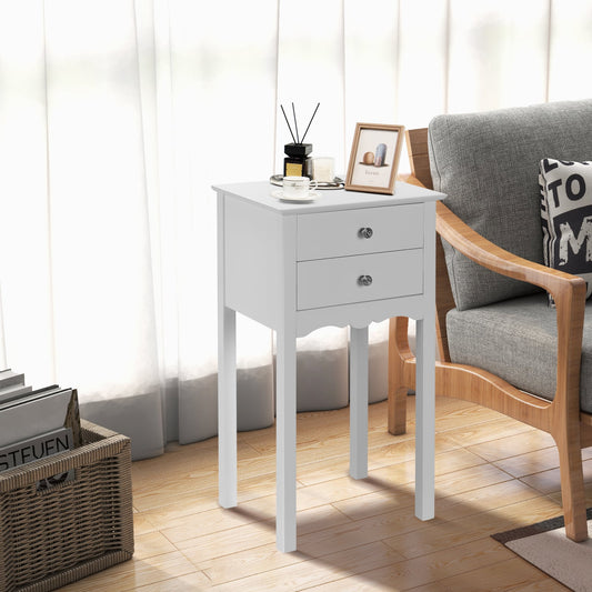 Vintage Side End Table with 2 Storage Drawers, White End & Side Tables White at Gallery Canada