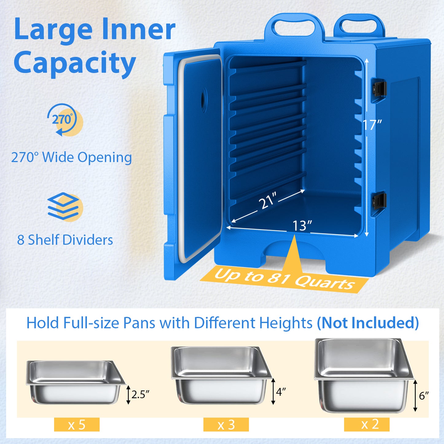 81 Quart Insulated Food Pan Carrier, End Loading, Navy Food Warmers & Burners at Gallery Canada