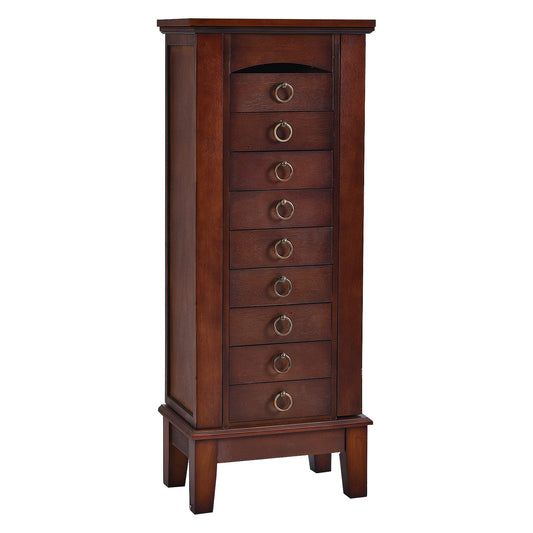 Large Capacity Jewelry Storage Cabinet with 9 Drawers, Brown at Gallery Canada