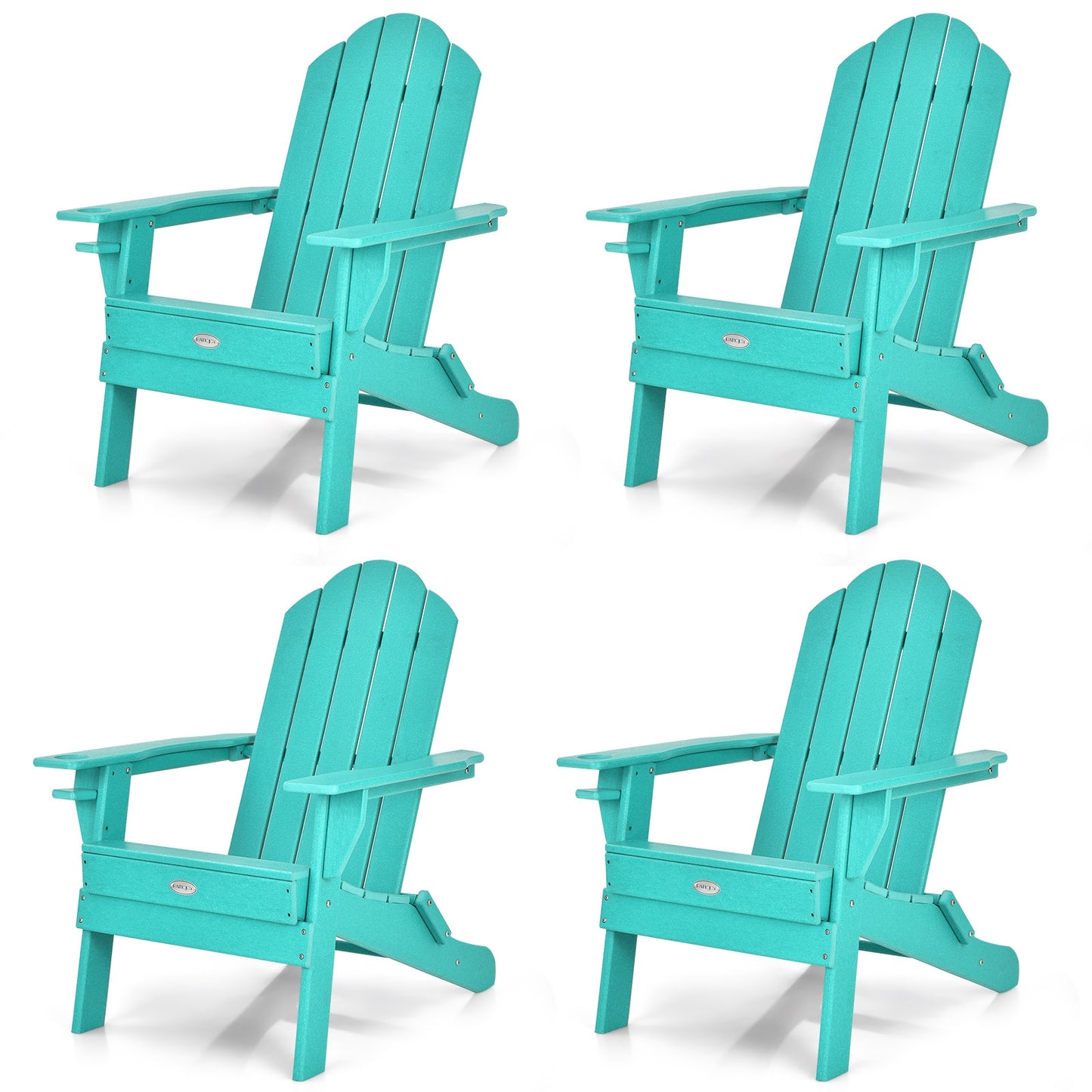Foldable Weather Resistant Patio Chair With Cup Holder, Turquoise Adirondack Chairs at Gallery Canada
