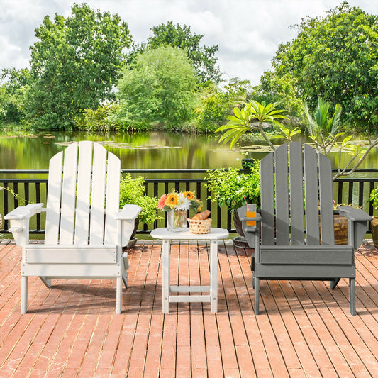 Foldable Weather Resistant Patio Chair, With Cup Holder, Gray Adirondack Chairs Gray at Gallery Canada