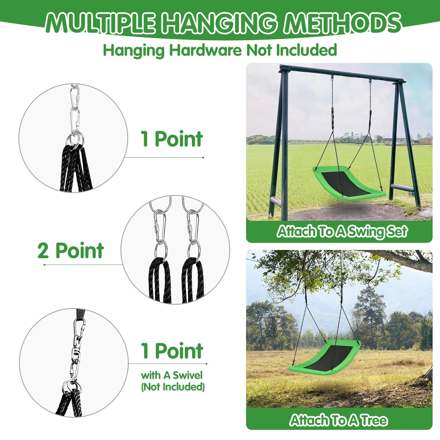 60 Inch Giant Platform Tree Swing, 700lb Capacity, Green Swing & Playsets at Gallery Canada