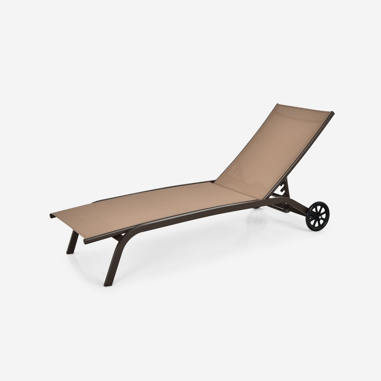 6-Poisition Adjustable Outdoor Chaise Recliner with Wheels, Brown Outdoor Chaise Lounges at Gallery Canada
