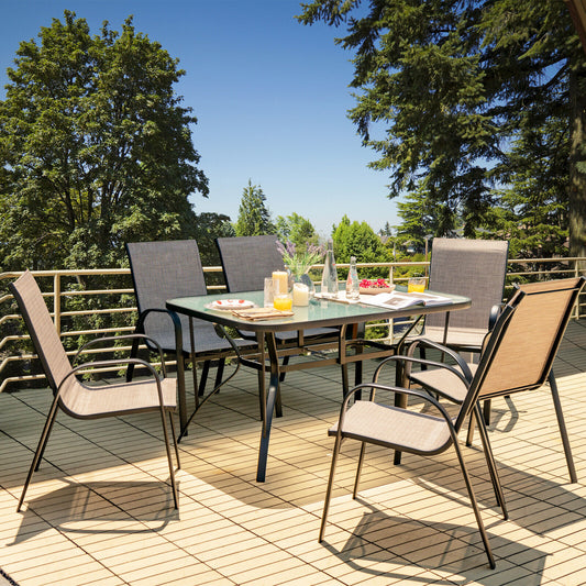 55 x 35 Inch Tempered Glass Patio Dining Table, Transparent Patio Dining Tables Transparent at Gallery Canada