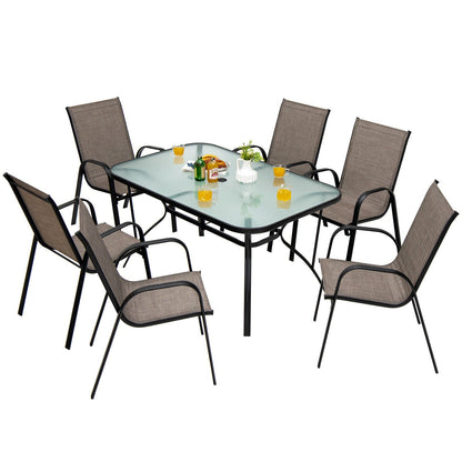 55 x 35 Inch Patio Dining Rectangle Tempered Glass Table with Umbrella Hole, Transparent at Gallery Canada