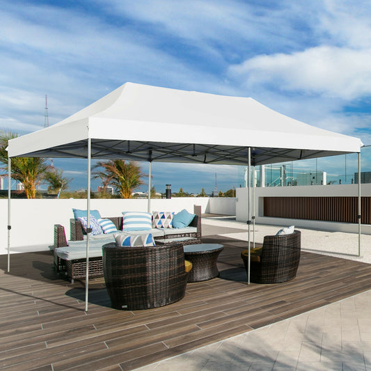 10 x 20 Feet Adjustable Folding Sun Shelter, White Canopies White at Gallery Canada