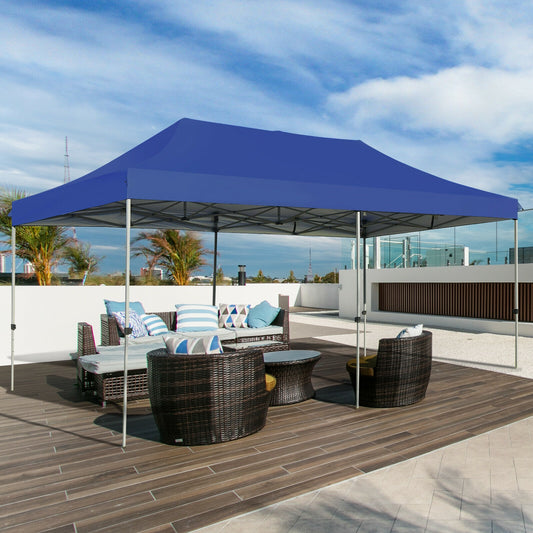 10 x 20 Feet Adjustable Folding Sun Shelter, Carrying Bag, Blue Canopies Blue at Gallery Canada