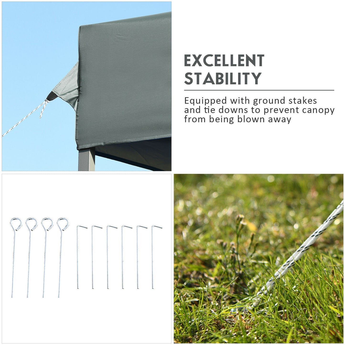 10 x 20 Feet Adjustable Folding Sun Shelter, With Carrying Bag, Gray Canopies at Gallery Canada