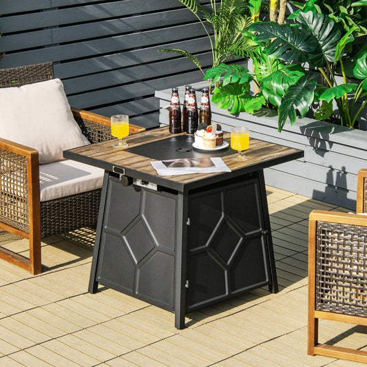 40,000 BTU 28 Inch Propane Gas Fire Pit Table, Black Fire Pit Tables Black at Gallery Canada