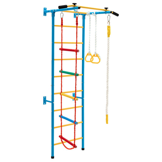 5 In 1 Kids Indoor Gym Playground Swedish Wall Ladder, Yellow