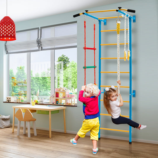 5 In 1 Kids Indoor Gym Playground Swedish Wall Ladder, Yellow Climbers & Slides Yellow at Gallery Canada