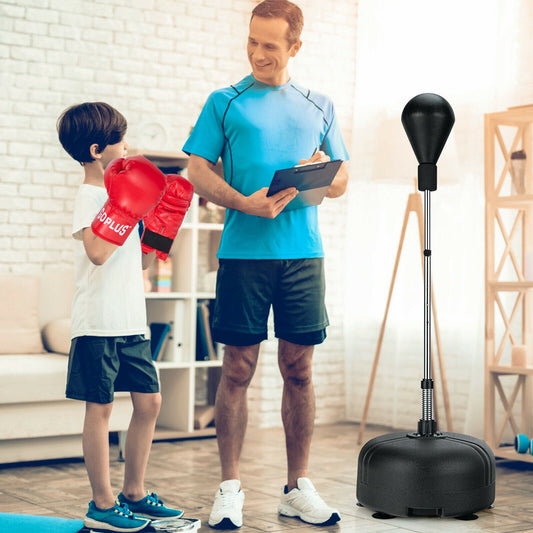 Adjustable Freestanding Punching Bag, Boxing Gloves, Black Boxing & Martial Arts Black at Gallery Canada