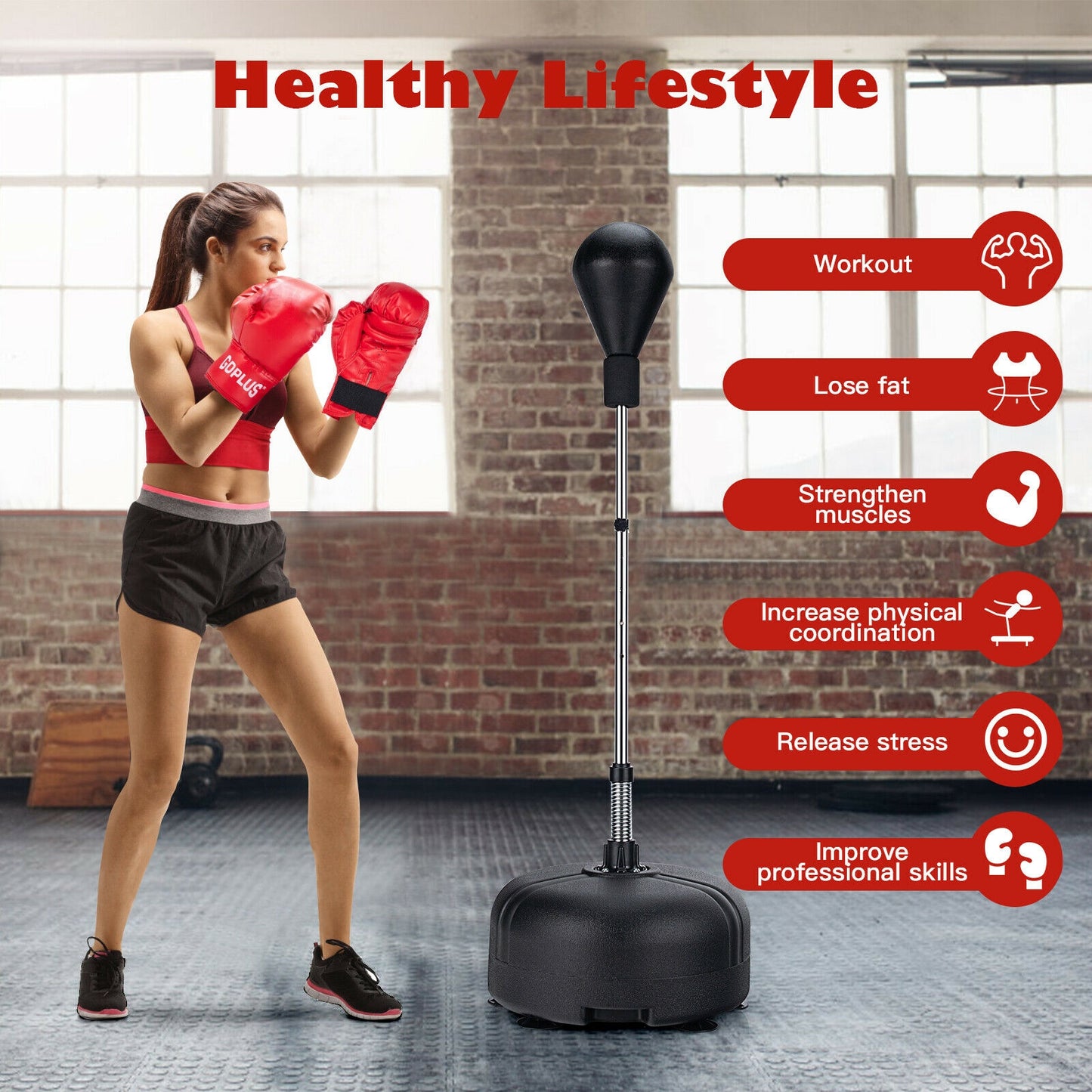 Adjustable Freestanding Punching Bag, Boxing Gloves, Black Boxing & Martial Arts at Gallery Canada