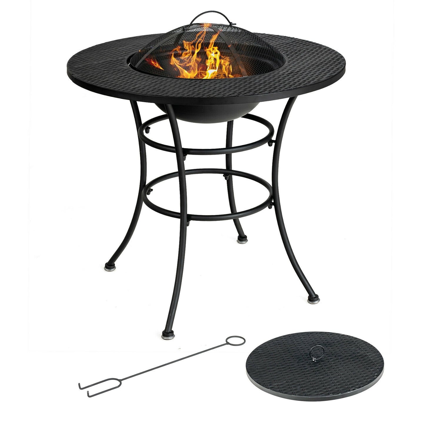 31.5 Inch Patio Fire Pit Dining Table, Cooking BBQ Grate, Black Fire Pit Tables at Gallery Canada