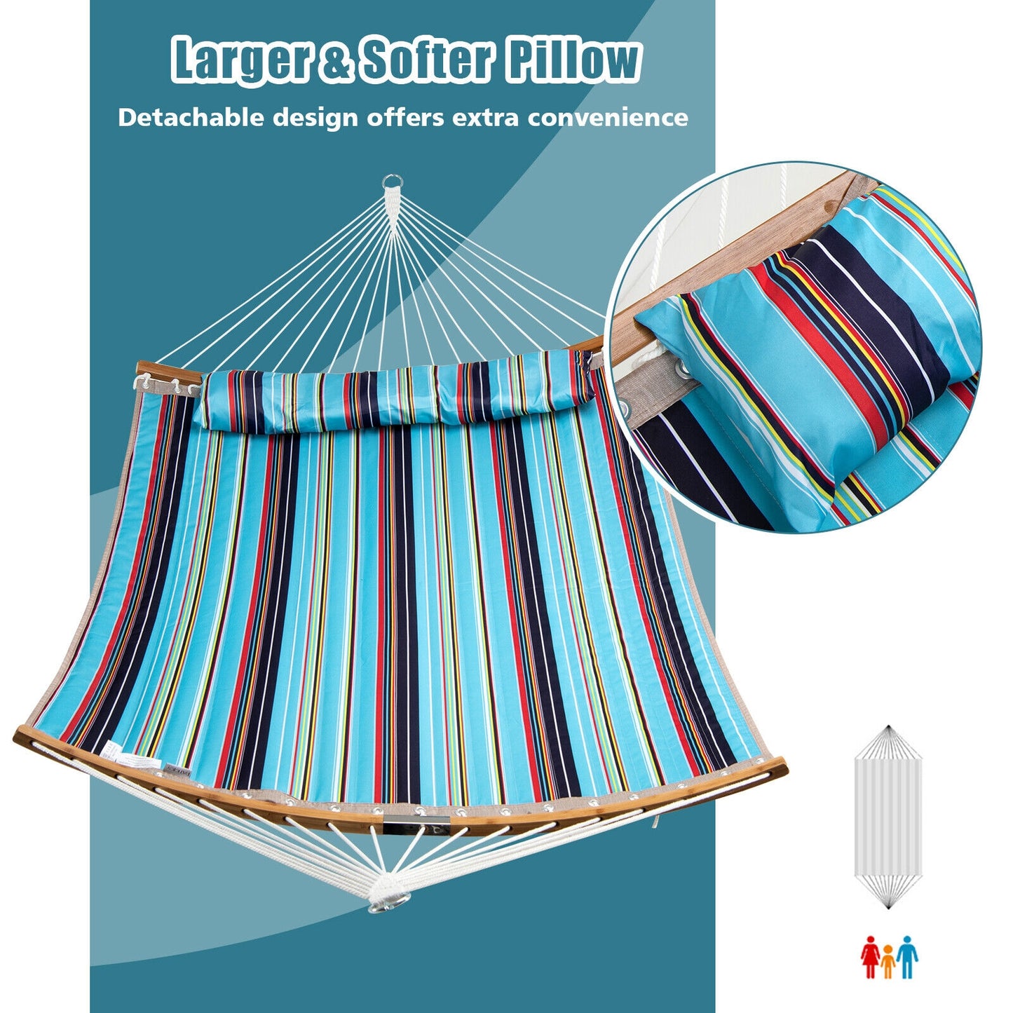 Outdoor Hammock With Detachable Pillow, Blue Hammocks at Gallery Canada
