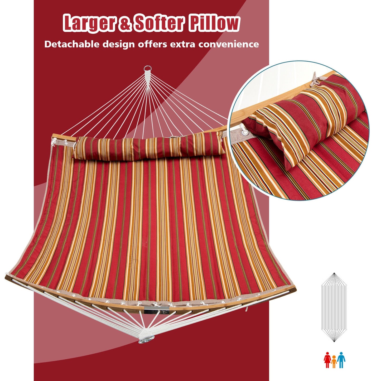 Outdoor Hammock With Detachable Pillow, Red Hammocks at Gallery Canada