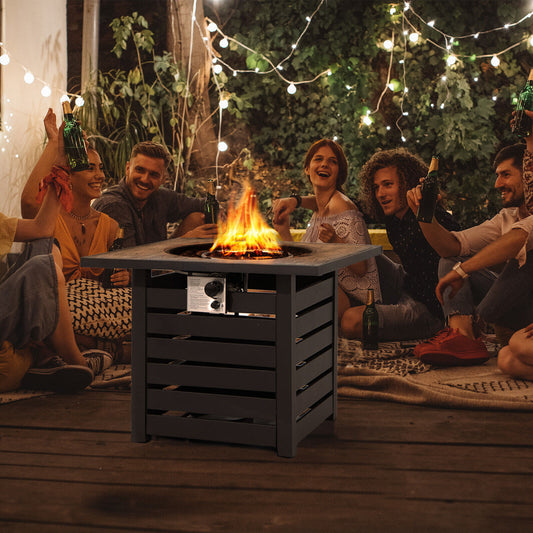 Square Propane Fire Pit Table With Lava Rocks, Rain Cover, Black Fire Pit Tables Black at Gallery Canada