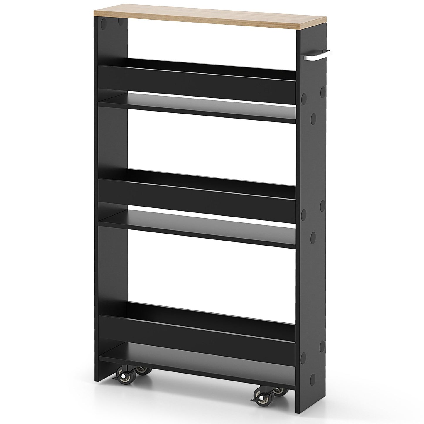 Rolling Kitchen Slim Storage Cart Mobile Shelving Organizer with Handle, Black at Gallery Canada