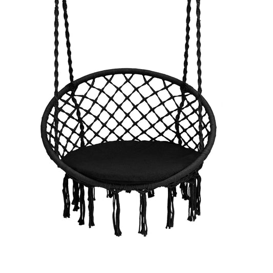 Cushioned Hammock Swing Chair with Hanging Kit, Black