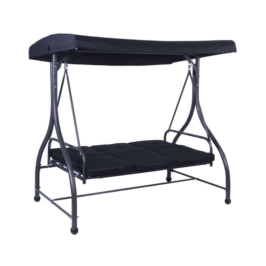 3 Seats Converting Outdoor Swing Canopy Hammock with Adjustable Tilt Canopy, Black at Gallery Canada
