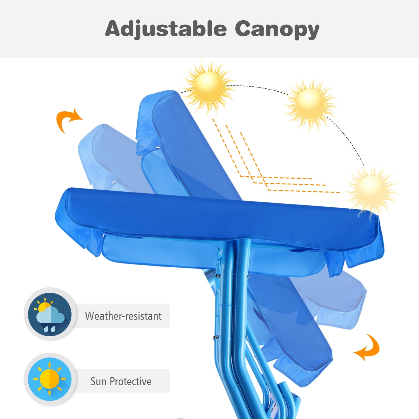 Outdoor Kids Swing Bench With Canopy, 2 Seats, Blue Porch Swings at Gallery Canada