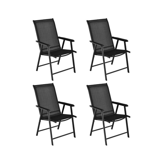 4-Pack Patio Folding Chairs Portable for Outdoor Camping, Black