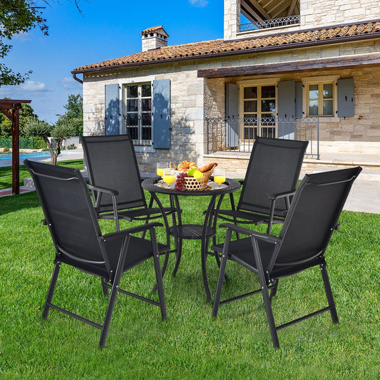 4-Pack Patio Folding Chairs Portable for Outdoor Camping, Black Patio Dining Chairs Black at Gallery Canada