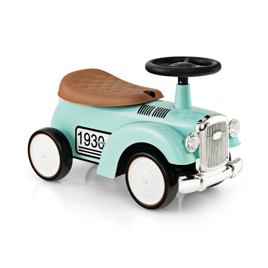Kids Sit to Stand Vehicle with Working Steering Wheel and Under Seat Storage, Green