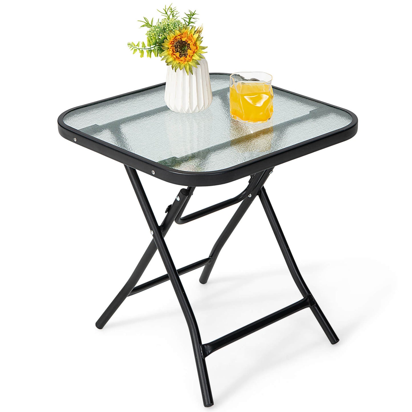 18 Inch Square Patio Bistro Table, Rustproof Frame, Black Patio Coffee Tables at Gallery Canada
