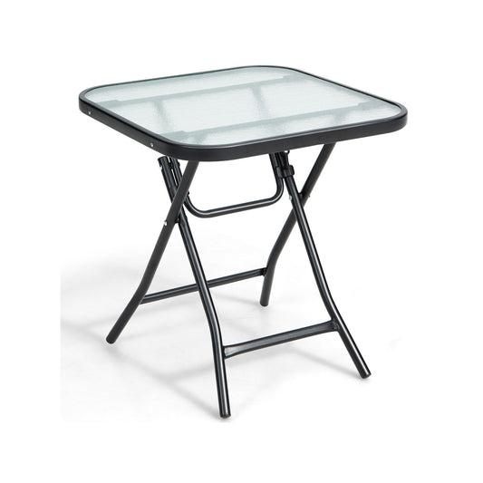 18 Inch Square Patio Bistro Table, Rustproof Frame, Black