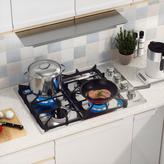 30 Inch Gas Cooktop, 4 Burners, Silver Food Warmers & Burners Silver at Gallery Canada