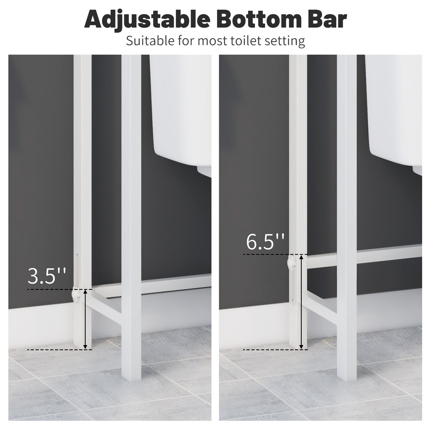 Over-The-Toilet Storage Shelf, Metal Bathroom Organizer Hooks, White Bathroom Etagere at Gallery Canada