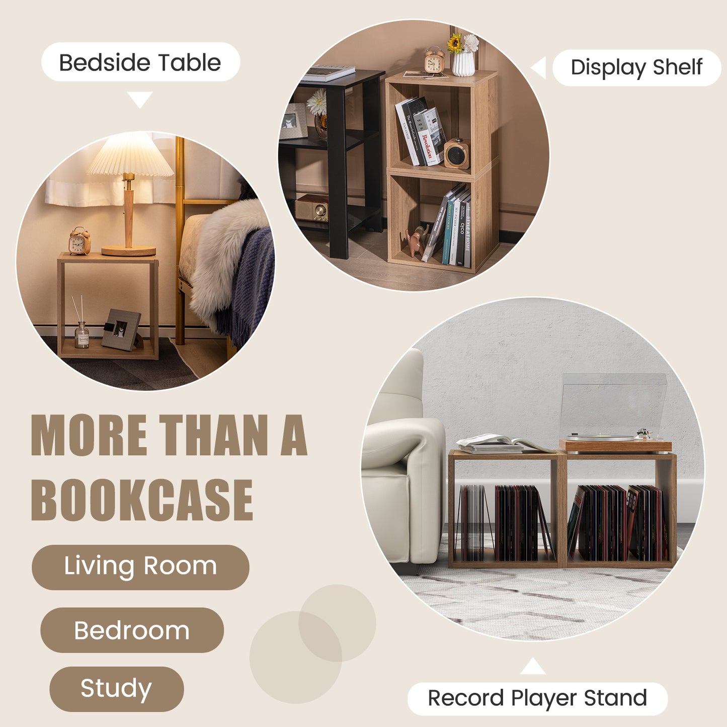 2 Cubes Stackable Bookcase, Natural Bookcases at Gallery Canada