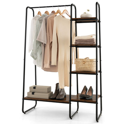 Clothes Rack Free Standing Storage Tower with Metal Frame, Black